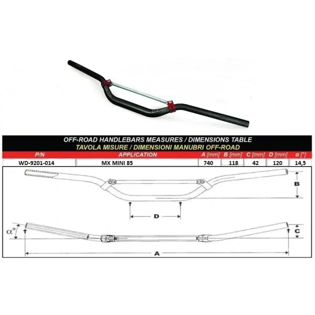 Populární | TAPER-X 28.6mm řidítka MX MINI 85