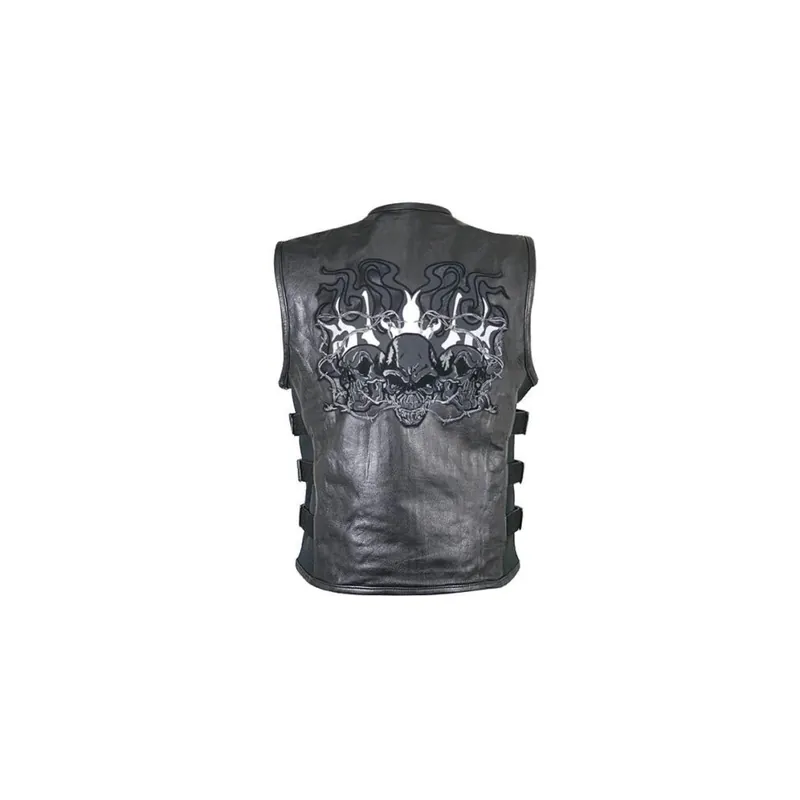 Slevy - Kožená moto vesta Skull 3D reflexní