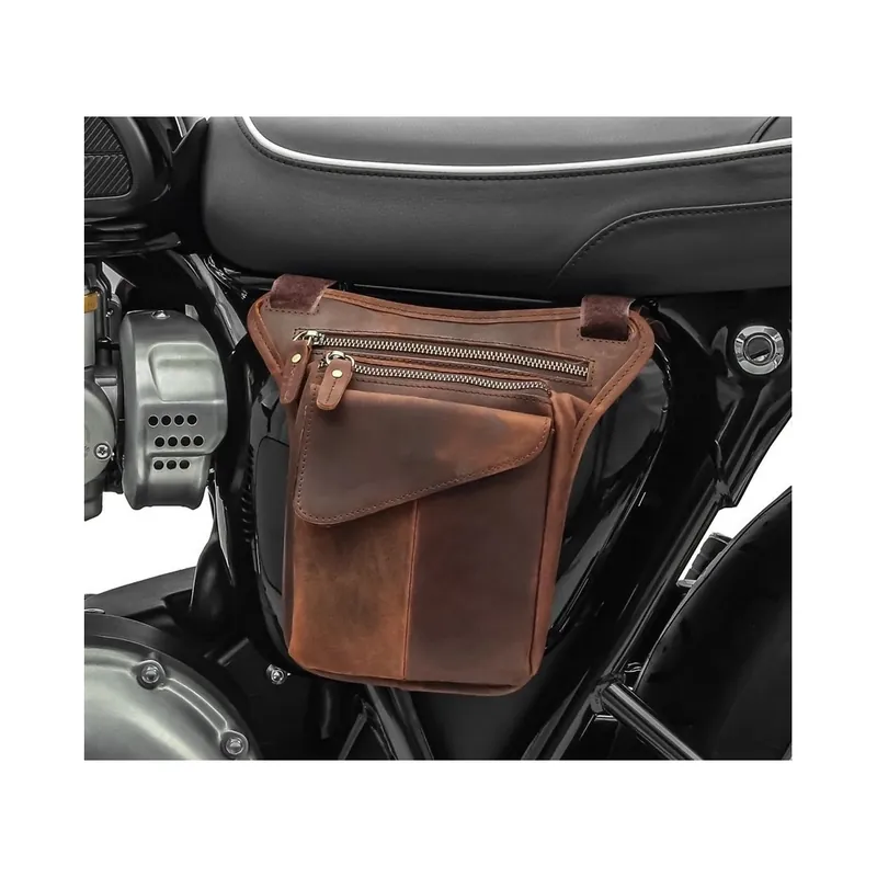 Bestseller - Kožená boční retro moto brašna malá hnědá