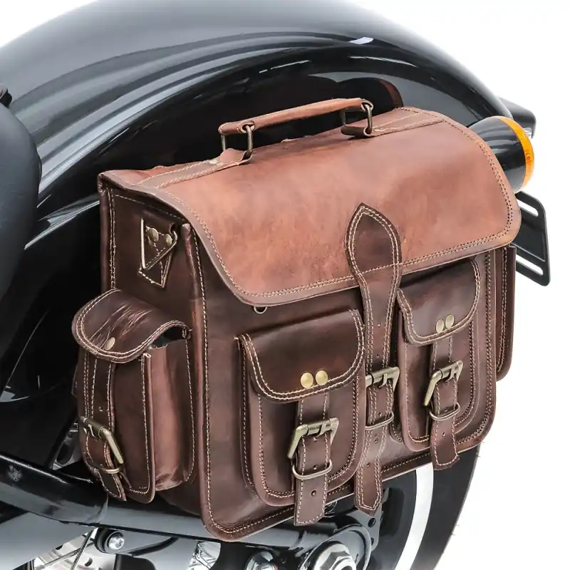 Kožené retro moto brašny hnědé 6L - Velmi žádaný produkt