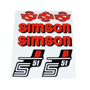 Špičkový produkt - Nálepky sada S51 B, ČERVENÉ - Simson S51