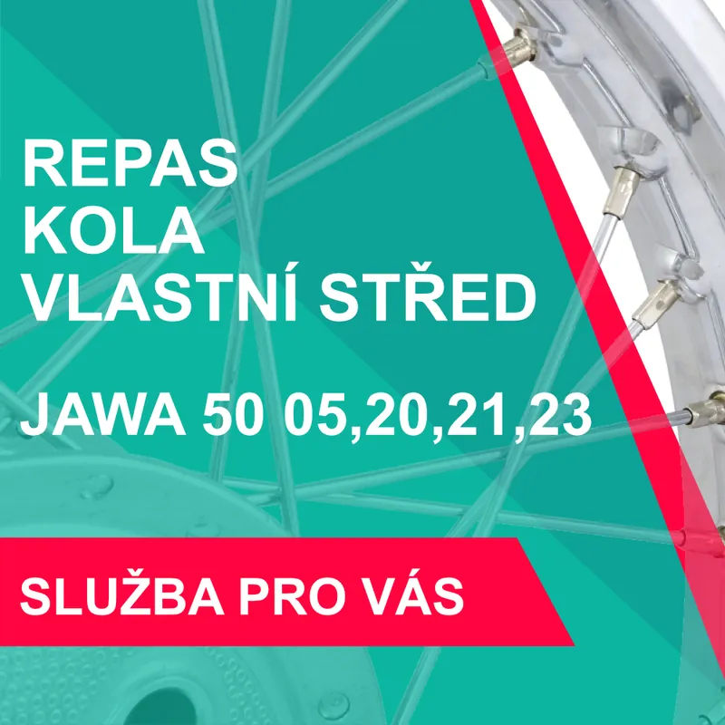 REPAS KOLA, VLASTNÍ STŘED, nerezový výplet - JAWA 50 05,20,21,23 - Novinka