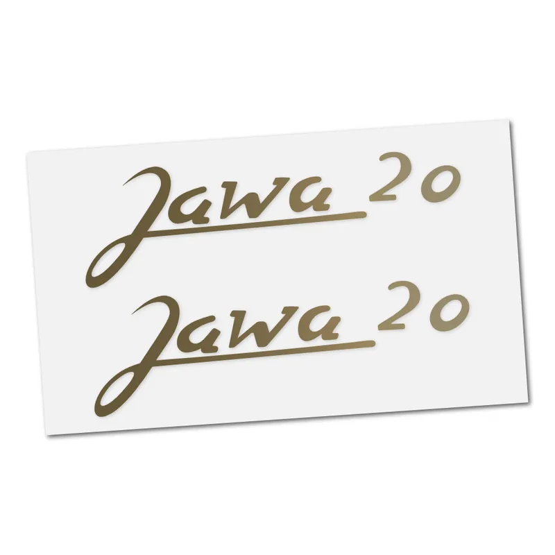 Samolepka JAWA 20 (nápis), ZLATÁ (2ks) - Akční cena