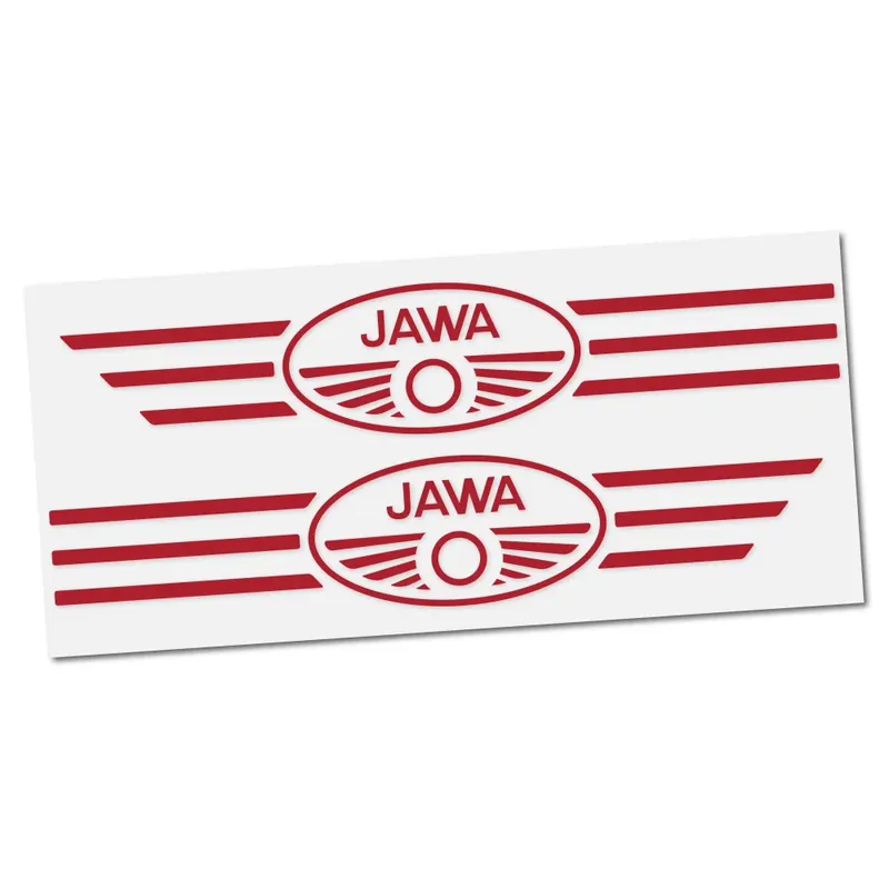 Zlevněno - Samolepka nádrže JAWA (Kývačka, Panelka), ČERVENÁ (2 ks)