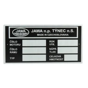 Velká sleva - Štítek typový - JAWA 350 634