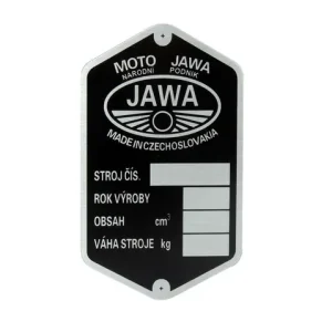 Nenechte si ujít nabídku - Štítek typový, TIŠTĚNÝ (NÁRODNÍ PODNIK) - JAWA Pérák