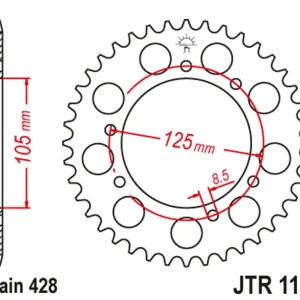 Řetězová rozeta JT JTR 1134-50 50 zubů, 428 - Využijte nabídku